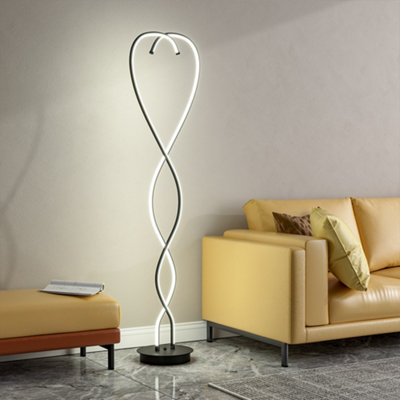 Black Decorative Swirling LED Floor Lamp Floor Light Living Room Standing Light 155CM