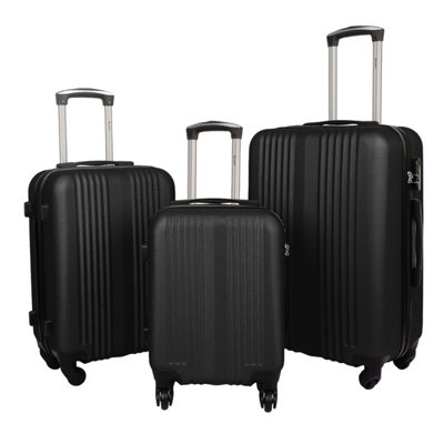 Black Delta Stripe 3 Piece Luggage Set