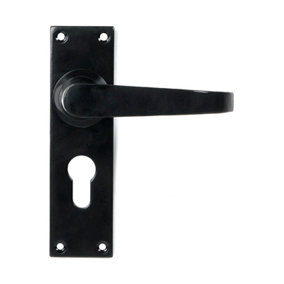 Black Deluxe Lever Euro Lock Set