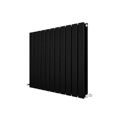 BLACK DESIGNER RADIATOR HORIZONTAL FLAT PANEL DOUBLE PANEL RAD 600X748MM