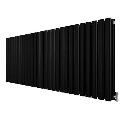 Black Designer Radiator Horizontal Oval Column Double Panel Rad 600x1593mm