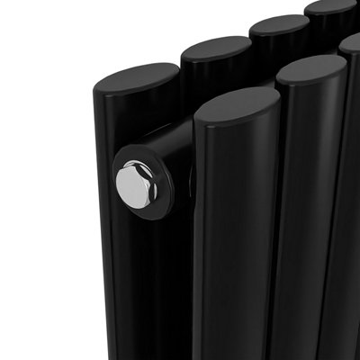 Black Designer Radiator Horizontal Oval Column Double Panel Rad