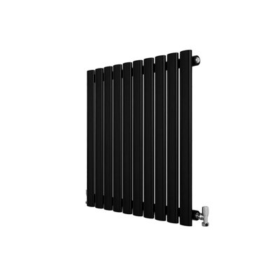 Black Designer Radiator Horizontal Oval Column Single Panel Rad 600x590mm