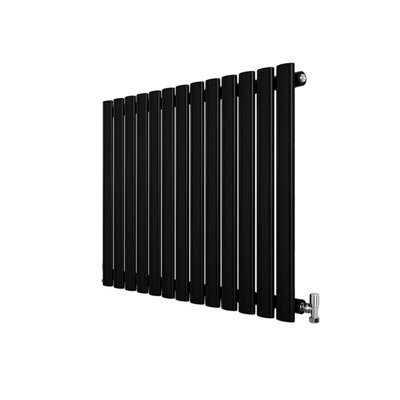 Black Designer Radiator Horizontal Oval Column Single Panel Rad