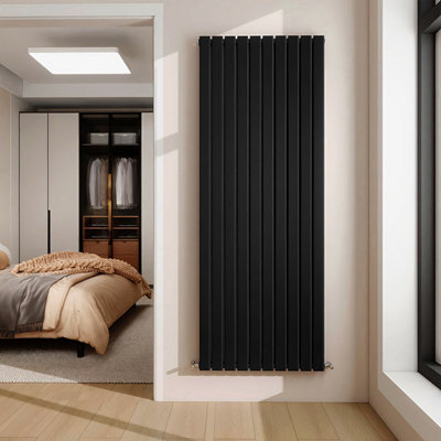 Black Designer Radiator Vertical Flat Panel Double Panel Rad 1800x680mm