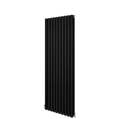 Black Designer Radiator Vertical Oval Column Double Panel Rad 1600x590mm