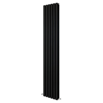 Black Designer Radiator Vertical Oval Column Double Panel Rad 1800x354mm