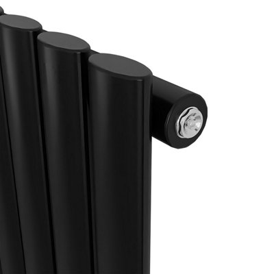Black Designer Radiator Vertical Oval Column Single Panel Rad