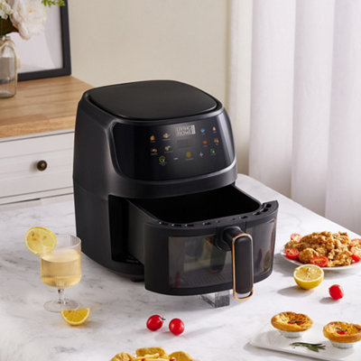 Black Digital Penel Singe Basket 5L Air Fryer Oven with Timer,Observation Window, Non-Stick Removable Basket