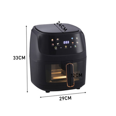 Black Digital Penel Singe Basket 5L Air Fryer Oven with Timer,Observation Window, Non-Stick Removable Basket - 5