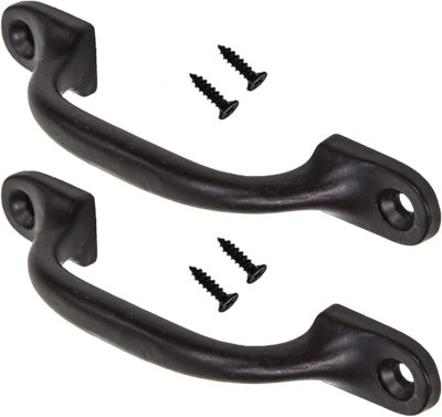 Black Door Bow Pull Handles 4inch Sliding Barn Door Handle Retro Bow Shaped Garden Gate Garage Shed Cabinet Grab Handles (2 Pcs)