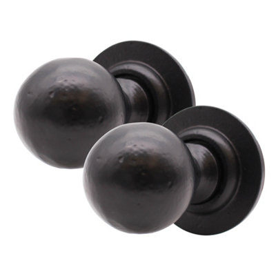 Black Door Knob Cast Iron Mortice Rim