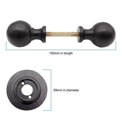 Black Door Knob Cast Iron Mortice Rim
