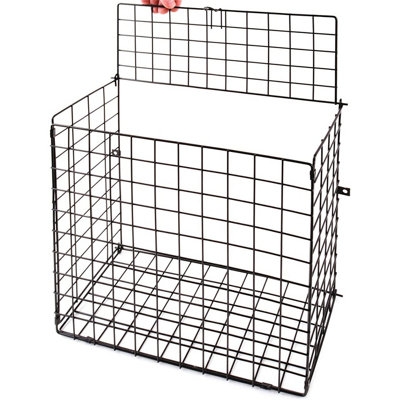 Black Door Mounted Letterbox Cage with Flip Lid - Home or Office Mail Box Post Catcher Guard - Measures 30 x 33 x 14cm