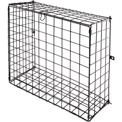 Black Door Mounted Letterbox Cage with Flip Lid - Home or Office Mail Box Post Catcher Guard - Measures 30 x 33 x 14cm