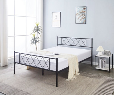 Double bed deals frame high headboard