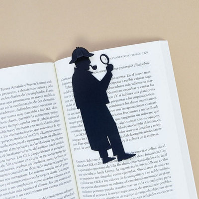 Black Durable Nylon Sherlock Holmes Famous Detective Silhouette Book Mark