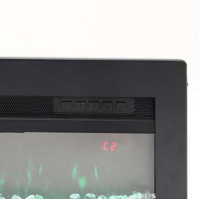 Black Electric Fire Fireplace Wall Mounted or Inset Heater 12 Flame Colors with Freestanding Leg 60 Inch