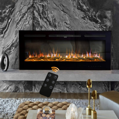 Black Electric Fire Fireplace Wall Mounted or Wall Inset 9