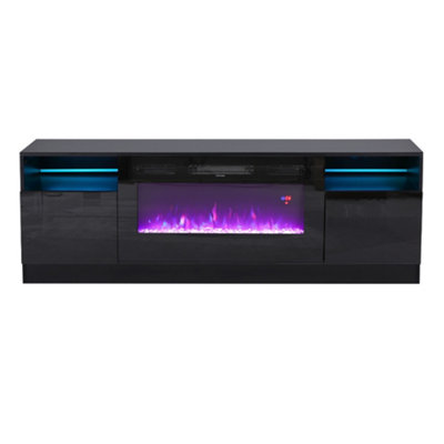 Black Electric Fire Suite,Fireplace and Black Fire Surround Set,Fireplace TV Stand 12 Mood Light Colors