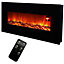 Black Electric Fire Wall Mounted Fireplace Temperature Adjustable 50 Inch