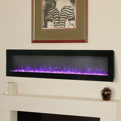 Black Electric Fire Wall Mounted or Freestanding Fireplace Heater 12 Flame Colors with Remote Control 40 inch