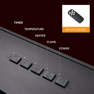 Black Electric Fire Wall Mounted or Freestanding Fireplace Heater 12 Flame Colors with Remote Control 40 inch