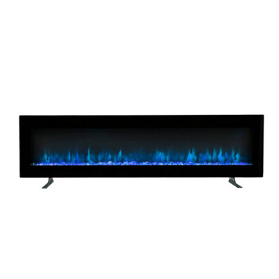 Black Electric Fire Wall Mounted or Freestanding Fireplace Heater 12 Flame Colors with Remote Control 40 inch