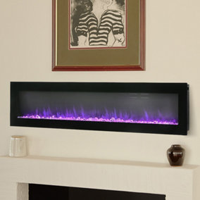 Black Electric Fire Wall Mounted or Freestanding Fireplace Heater 9 Flame Colors with Remote Control 40 inch
