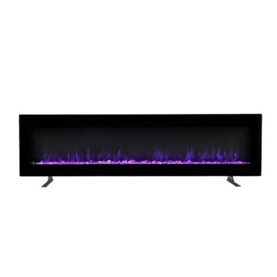Black Electric Fire Wall Mounted or Freestanding Fireplace Heater 9 Flame Colors with Remote Control 60 inch