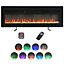 Black Electric Fire Wall Mounted or Inset Fireplace 9 Flame Color Adjustable with Freestanding Legs 70 Inch