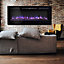 Black Electric Fire Wall Mounted or Inset Fireplace 9 Flame Colors with Remote Control 50 Inch