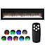 Black Electric Fire Wall Mounted or Inset Fireplace Heater 9 Flame Colors with Freestanding Leg 60 Inch