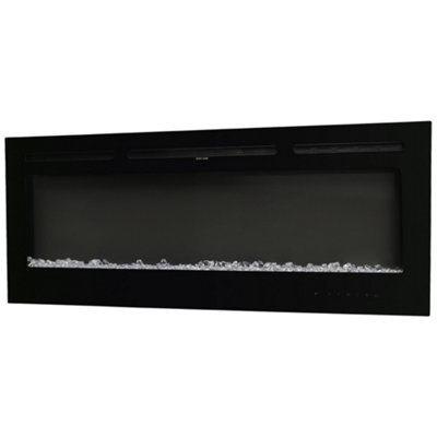 Black Electric Fire Wall Mounted or Recessed Fireplace Heater 12 Flame Colors Adjustable with Remote Control 70 Inch