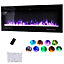 Black Electric Remote Control Adjustable Flame Fireplace 100 Inch