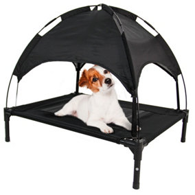 Black Elevated Mesh Pet Bed With Canopy Medium