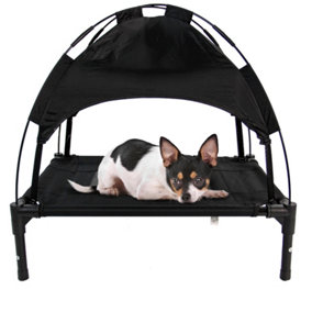 Black Elevated Mesh Pet Bed With Canopy Small