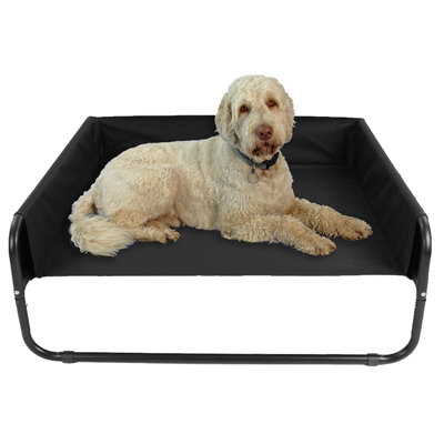 Black Elevated Mesh Pet Bed With Sides Large