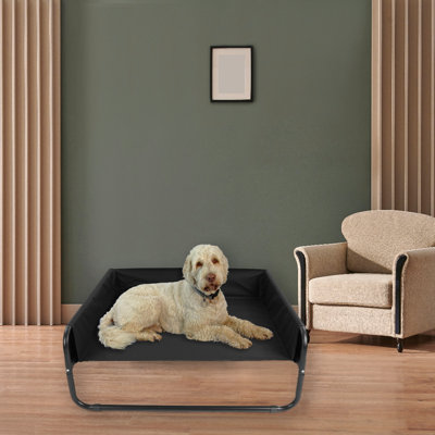 Black Elevated Mesh Pet Bed With Sides Large