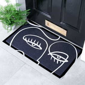 Black Eyelash Indoor & Outdoor Doormat - 70x40cm