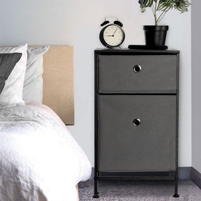 Black Fabric Storage Unit 2 Drawers