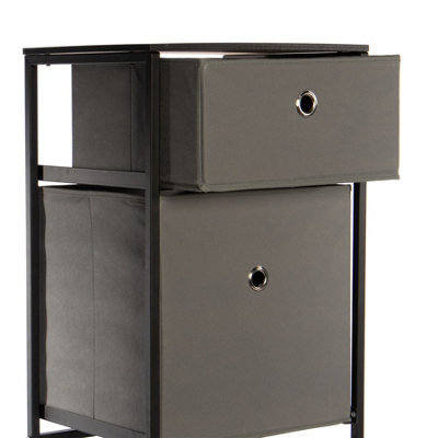 Black Fabric Storage Unit 2 Drawers - 3