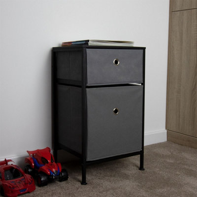 Black Fabric Storage Unit 2 Drawers - 4