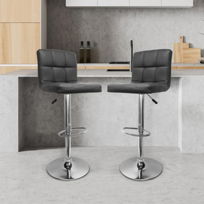 Black Faux Leather Adjustable Bar Stools With Chrome Legs DIY at B&Q