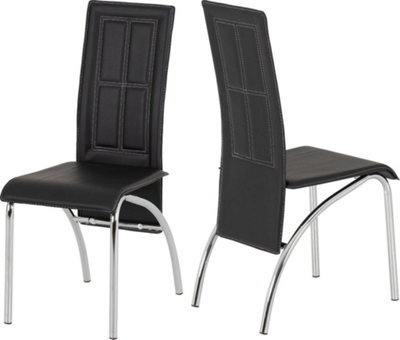 Black Faux Leather and Chrome High Back Ergonomic Chair Priced Per Pair