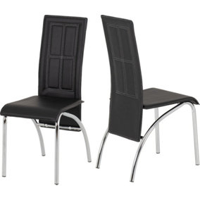 Black Faux Leather and Chrome High Back Ergonomic Chair Priced Per Pair