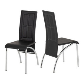 Black Faux Leather and Chrome High Back Ergonomic Chair Priced Per Pair