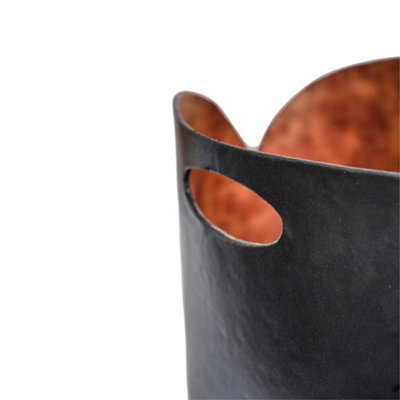 Black Faux Leather Log Bucket H30cm W40cm - 3