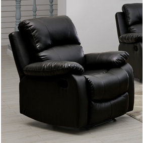 Black Faux Leather Manual Recliner Arm Chair