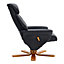 Black Faux Leather Swivel Seat Lounge Armchair Recliner Chair Sofa Chair with Foot Stool